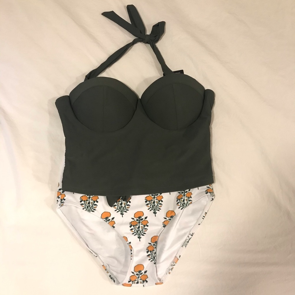 Brand New olive top and floral bottom